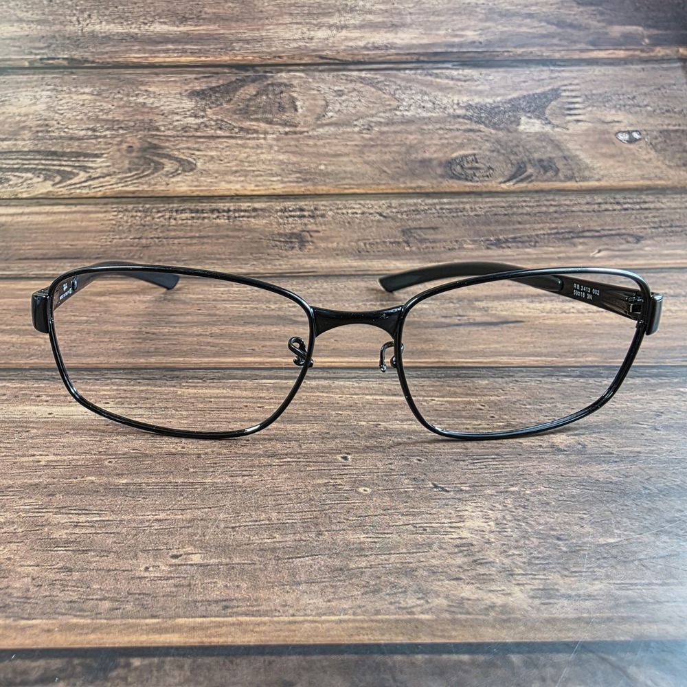 Ray-Ban RB3413 002 Mens Black Metal Rectangle Eyeglasses Frames‎ 59-18 Italy